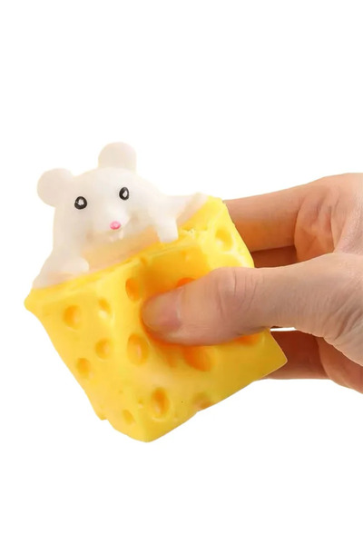 JONO TOYS Jucărie Pop-Up Șoricel Alb Moale, 5 cm cu Sticker