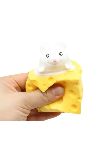 JONO TOYS Jucărie Pop-Up Șoricel Alb Moale, 5 cm cu Sticker