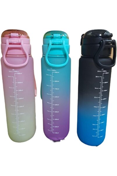 Generic Drinking Water Bottle with Straw 1L/1000ml BPA Free, Bottle Sport Drinks with Lockinglip Cover, clip handle, & Leak Proof, light weight water bottle for Man & Women indoor and outdoor (Black Blue)