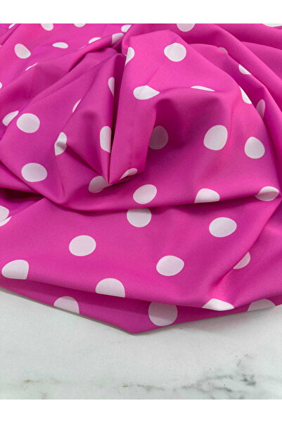 ipekkumaş Pink Polka Dot Crepe Fabric