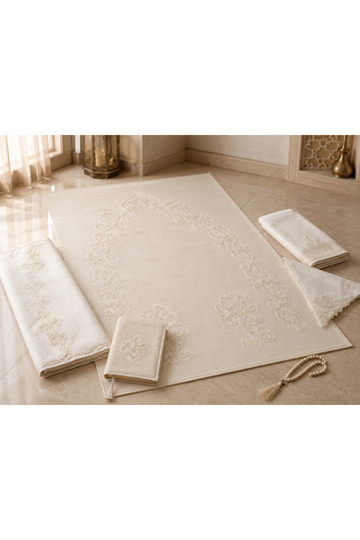 Kapreo Home Eftelya Lüks Pamuklu 5 Parça Seccade Takımı 70x120 cm – Nakışlı Ç...