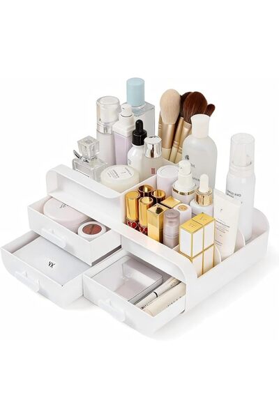 GENERAL White Makeup Organizer with Drawers, Cosmetic and Jewelry Storage Box...
