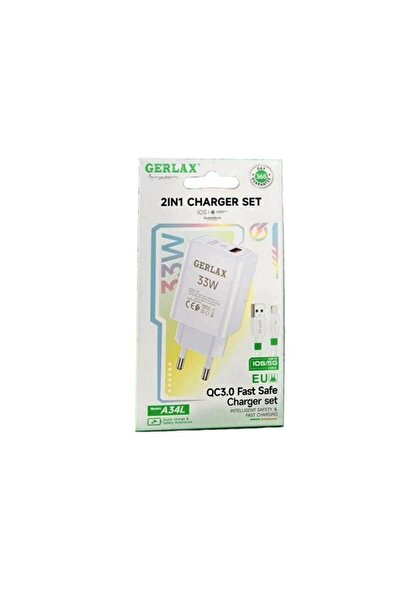 OEM GERLAX A34L Φορτιστής PD 33W Mobile Charger 1 Θύρα USB Με Καλώδιο USB ΣΕ ...