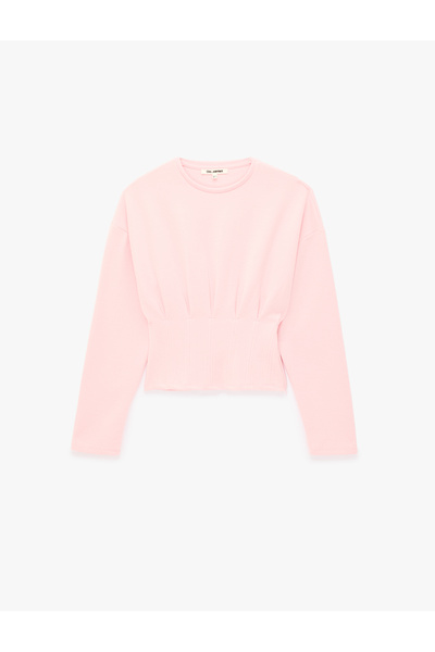 Koton Slim Fit Long Sleeve Crew Neck T-Shirt with Corset Detail