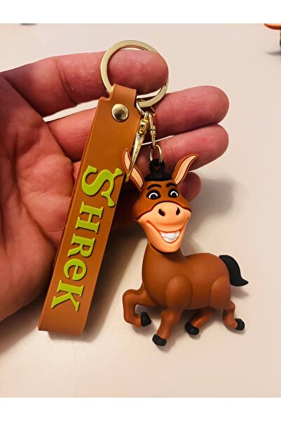 mykhediyevesanatatölyesi Breloc cu figurină din silicon Shrek Eşek – Geantă c...