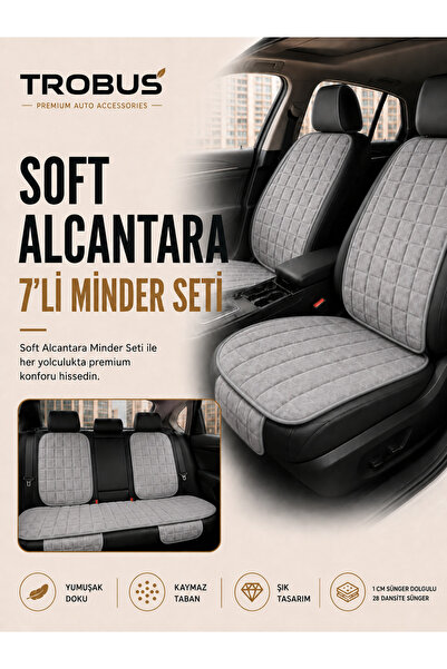TROBUS Fiat Linea 2007 ve Sonrası Uyumlu Soft Alkantra Kare Desen 7 Parça Oto...