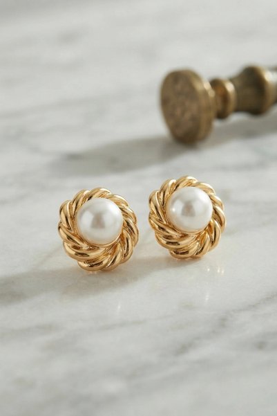 Generic Brand Mey Import ®   316L Steel Gold Color Pearl Model Women's Earrings