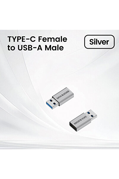 Choice فضي A-C ﻿   محول USB A/C ذكر إلى USB A/C أنثى لحماية البيانات ومضاد لل...