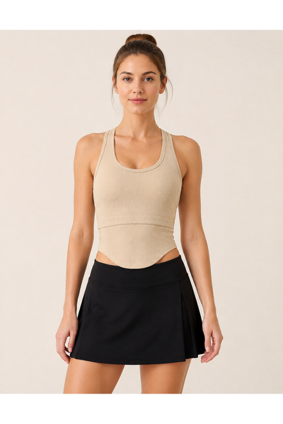 BomieStudio BOMIE ACTIVE Rib Form Top Kadın Ribanalı Açık Sırt Detaylı Spor A...