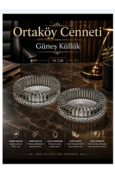 ORTAKÖYCENNETİ Scrumieră 2 bucăți, model solar cristalizat, scrumieră de masă...