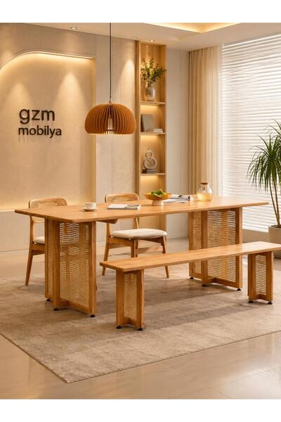larissa design masa takımı 4 kişilik 2 sandalye 1 bench