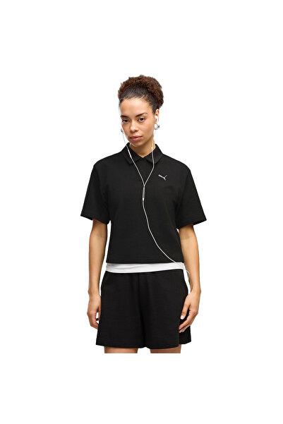 Puma Class Polo Women's Black Casual Style Polo Collar T-Shirt 69401401