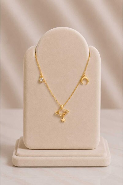 mdm style Minimal Planet Moon Star Figured Gold Necklace