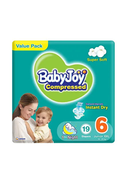 Baby Joy حفاضات مضغوطة بحشوة ماسية مقاس كبير جداً 6 - 19 قطعة