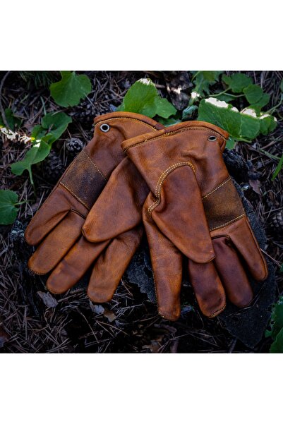 Craftman atölye Gerçek Deri Bushcraft Kamp Eldiveni