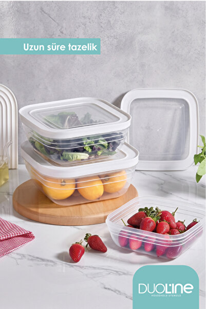 DUO LİNE HAUSEHOLD UTENSİLS 3-Piece Leakproof Storage Container