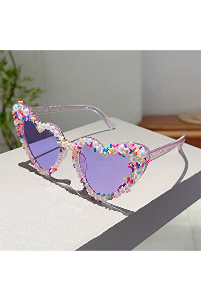 Choice as picture shows purple GM LUMIAS Heart Shape Sunglasses with Pearls a...