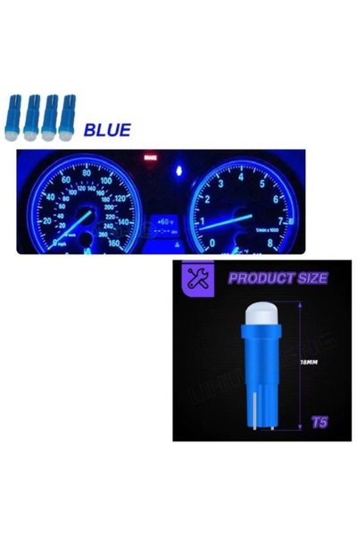 orco (4XADET) 1 SET 12V LED MINI DİPSİZ T5 BLUE (MİNİ DİPSİZ AMPUL MAVİ)