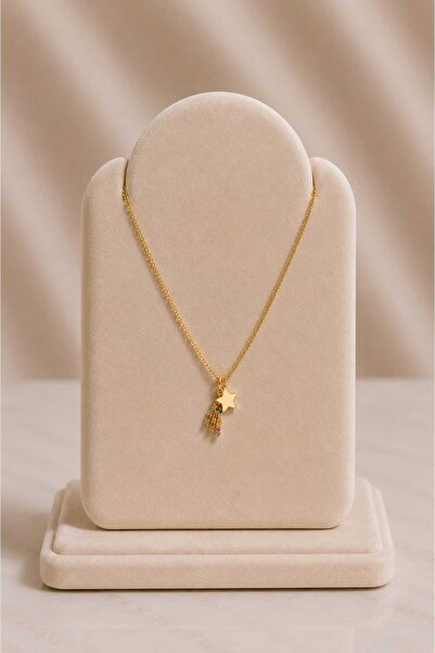mdm style Minimal Colorful Stone Shooting Star Gold Necklace