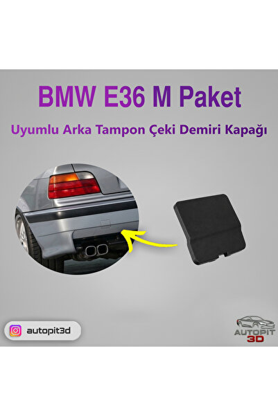 AutoPit 3D BMW E36 M Paket Uyumlu Arka Tampon Çeki Demiri Kapağı