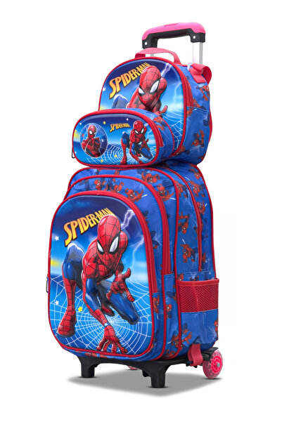 ZAAPPY Spiderman Kids 3 Pcs Set (Trolly School Bag, Lunch Bag, Pencil Pouch) ...