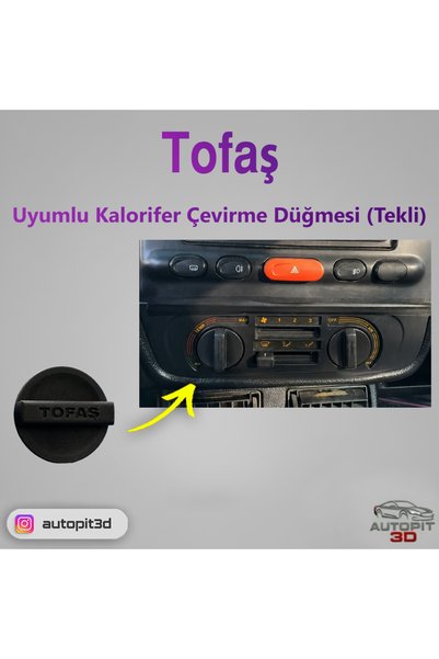 AutoPit 3D Tofaş Uyumlu Kalorifer Çevirme Düğmesi (Tekli)