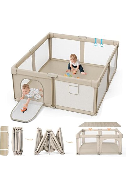 GENERAL Lydex Foldable Baby Playpen with Mat Quick Set-Up Baby Fence Folding ...