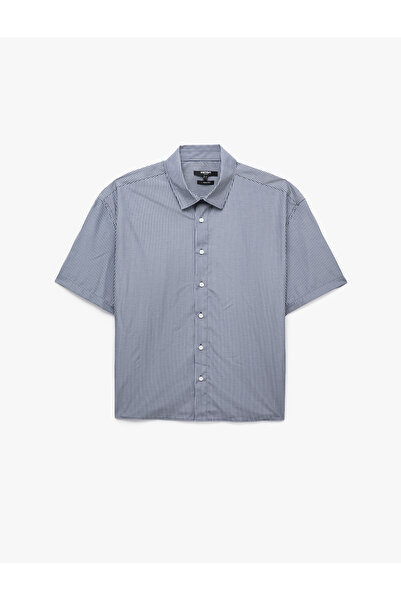 Koton Cotton Classic Collar Boxy Fit 3/4 Sleeve Striped Shirt
