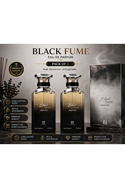 Ahmed Al Maghribi Black Fume Eau de Parfum for Men 100ml – Pack of 2