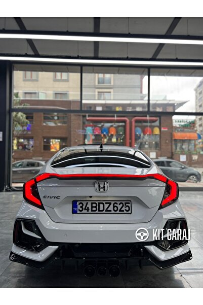 KitGaraj Honda Civic FC5 2016-2021 Piano Black 6 Parça Arka Flap (Plastik) Bo...