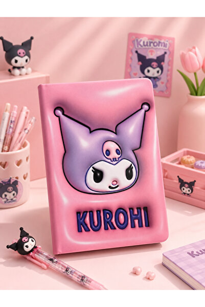 ÖZ OFİS Kuromi Temalı A5 80 Yaprak Çizgili Pofuduk Yumaşak Kapak Defter - Gün...