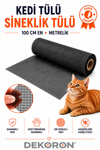 DEKORON Tulle za mačke, mreža za zaštitu od insekata, 100 cm, najjači tulle z...