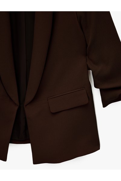 Koton Crepe Fabric Shawl Collar 3/4 Sleeve Blazer Jacket
