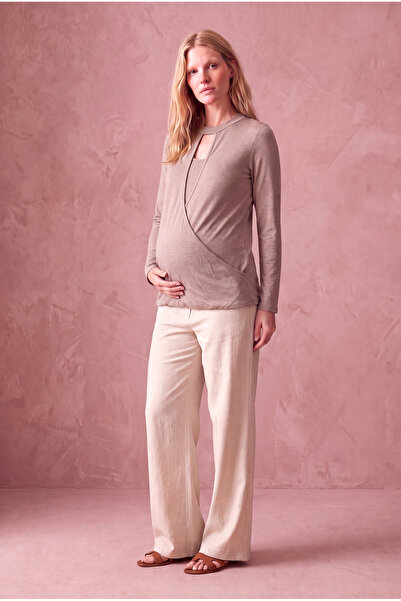 WESTMARK LONDON Maternity Viscose Dusty Rose Long Sleeve Choker Collar Blouse...