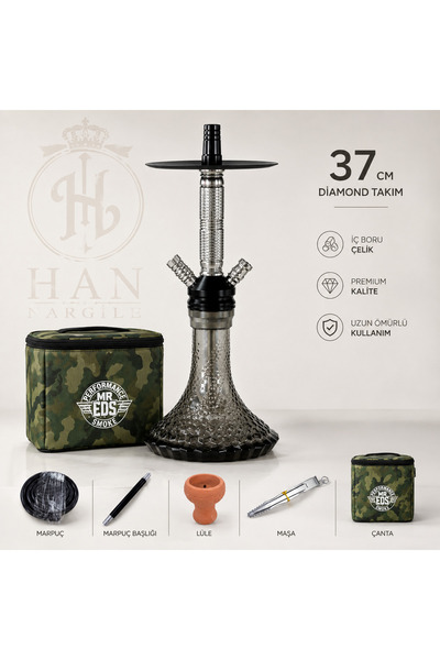 Han Tobacco Dimond 37 CM Çantalı Nargile Seti – Profesyonel Nargile Takımı