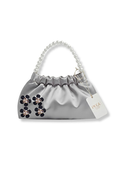 pegu baby collection Gray Satin Crystal Glass Stone Design, Handmade Pearl Ha...