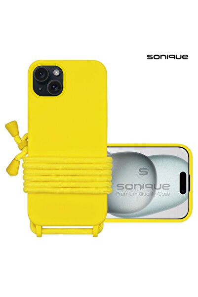 OEM Θήκη Σιλικόνης με Κορδόνι CarryHang Sonique Apple iPhone 15 Plus Κίτρινο