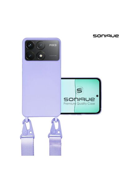 OEM Θήκη Σιλικόνης με Strap CarryHang Sonique Xiaomi Poco F6 Pro 5G Λιλά