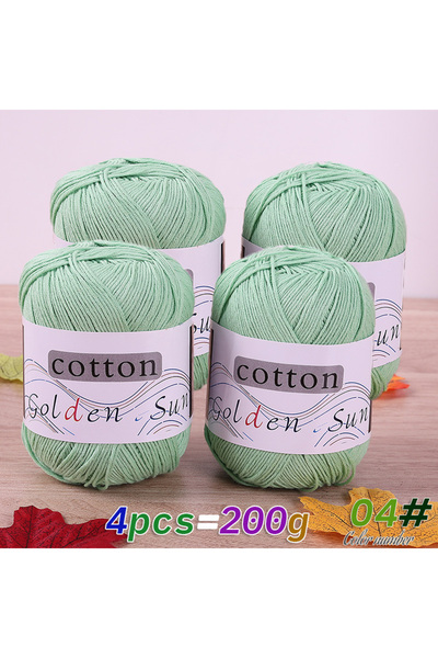 Choice 04 Fruit Green 200g 100% Pure Cotton Yarn, Medium-Thin Crochet Thread,...
