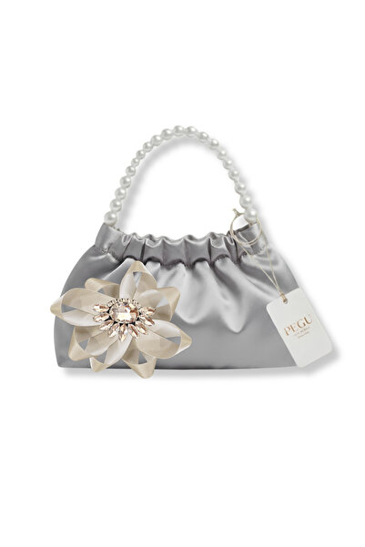 pegu baby collection Gray Satin Crystal Glass Stone Design, Handmade Pearl Ha...