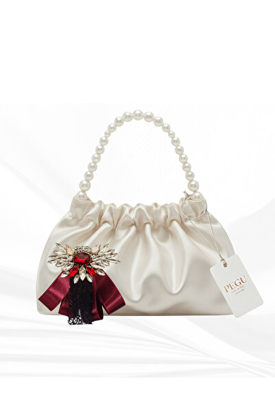 pegu baby collection Ekru Saten Crystal Glass Stone Design, Handmade Pearl Ha...