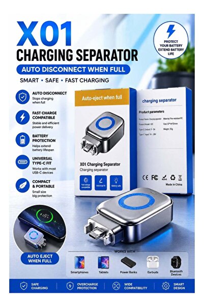Generic X01 Charging Separator Auto Disconnect Type C Charging Adapter Fast C...
