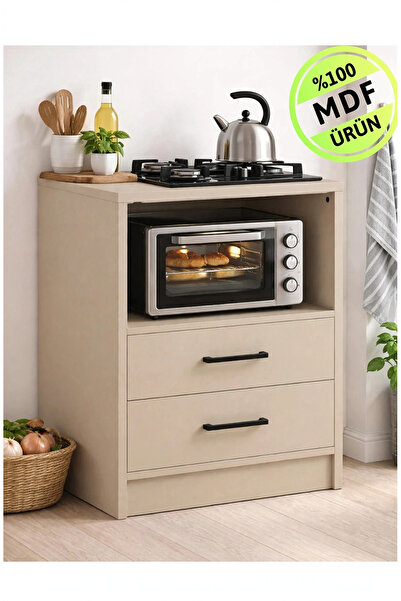 ENG AHŞAP Kumtaşı MDF Mini Midi Fırın Dolabı Çekmeceli Çok Amaçlı Mutfak Dolabı