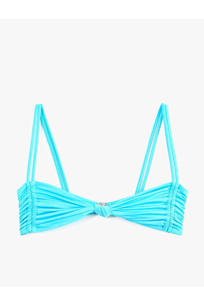 Koton Slim Fit Kalp Yaka Büzgülü Askılı Bikini Üstü