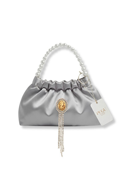 pegu baby collection Gray Satin Crystal Glass Stone Design, Handmade Pearl Ha...