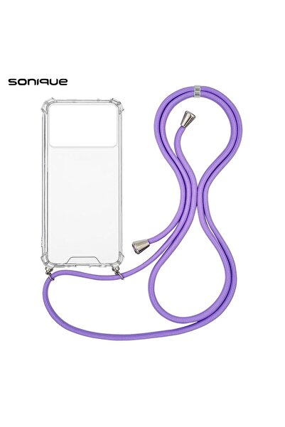 OEM Θήκη Σιλικόνης με Κορδόνι Sonique Armor Clear Xiaomi Poco X6 Pro 5G Λιλά