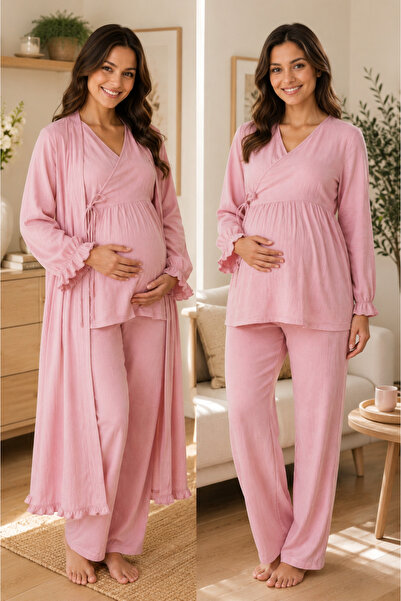 by İGP Muslin Fabric Maternity Pajama Set with Nursing Features Effortt