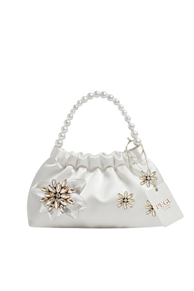 pegu baby collection White Satin Crystal Glass Stone Design, Handmade Pearl H...