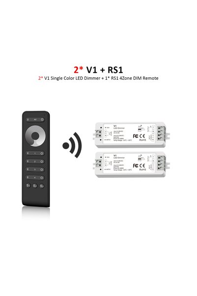Choice1 RS1 and 2pcs V1 KIT V1 LED Dimmer 12V 24V 36V RS1 4 Zone Single Color...