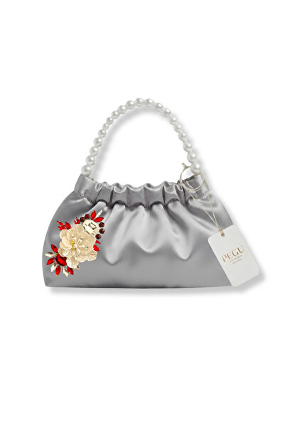 pegu baby collection Gray Satin Crystal Glass Stone Design, Handmade Pearl Ha...